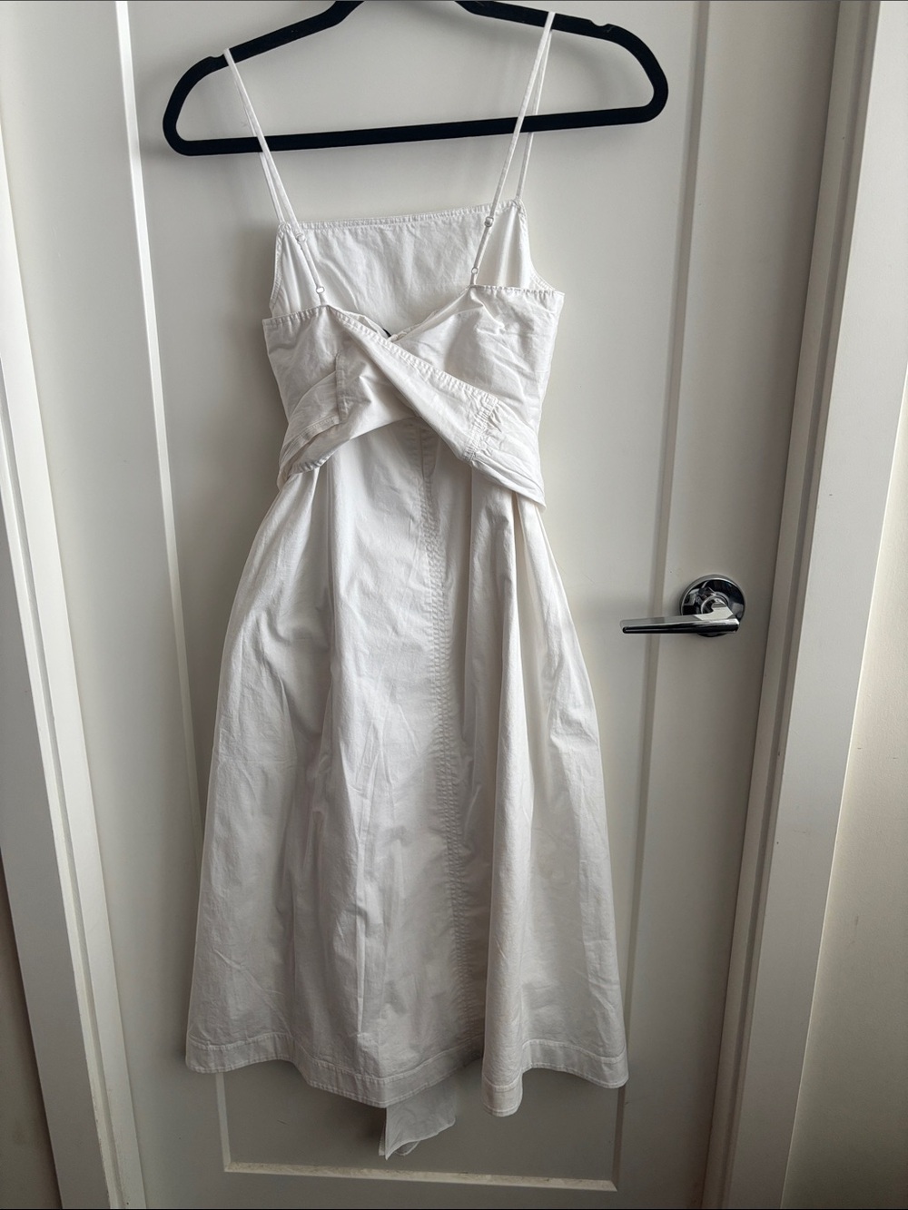 ELIZABETH and JAMES Sz 0 Square-Neck Midi Dress with Tie Waist Assymetric Hem - Picture 3 of 9
